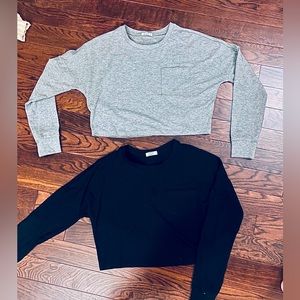 2 BNWOT cropped long sleeve stretch-fit tops